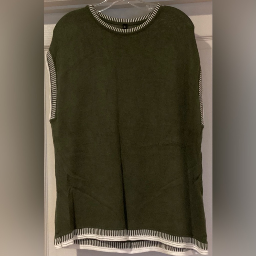 Womens Cap Sleeve Casual Crew Neck Loose Fit Knit Lightweight Sweater Top- XL